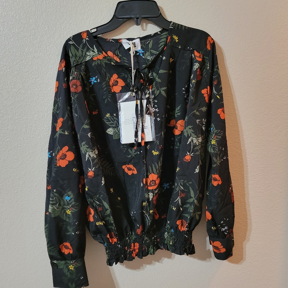 Black Floral Long Sleeve Blouse